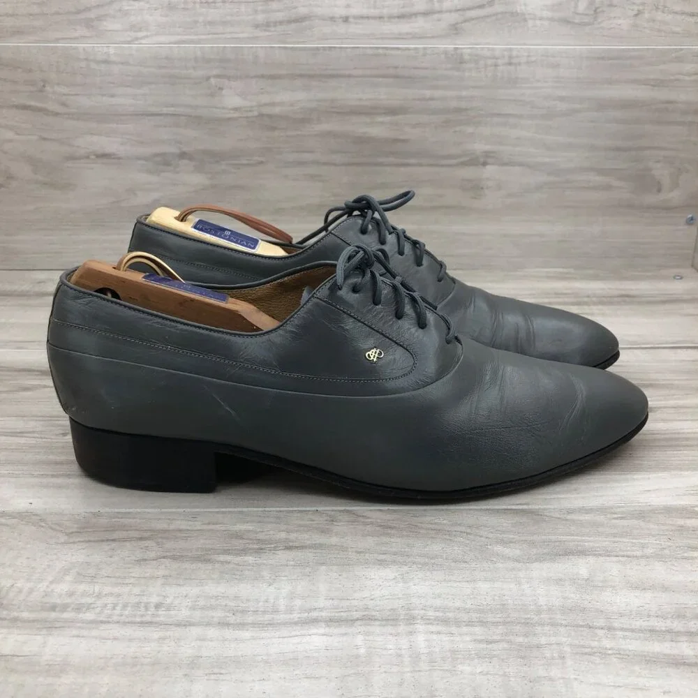 Jean Pierre Clemente Oxfords Mens 11 D Gray Leather Lace Up Shoes